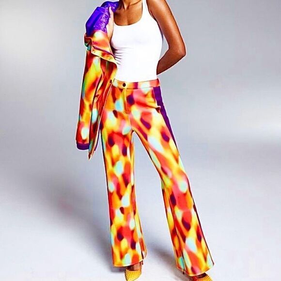 Misa Hylton For INC International Concepts Scuba Printed Pants Retro Women Small - Picture 1 of 11